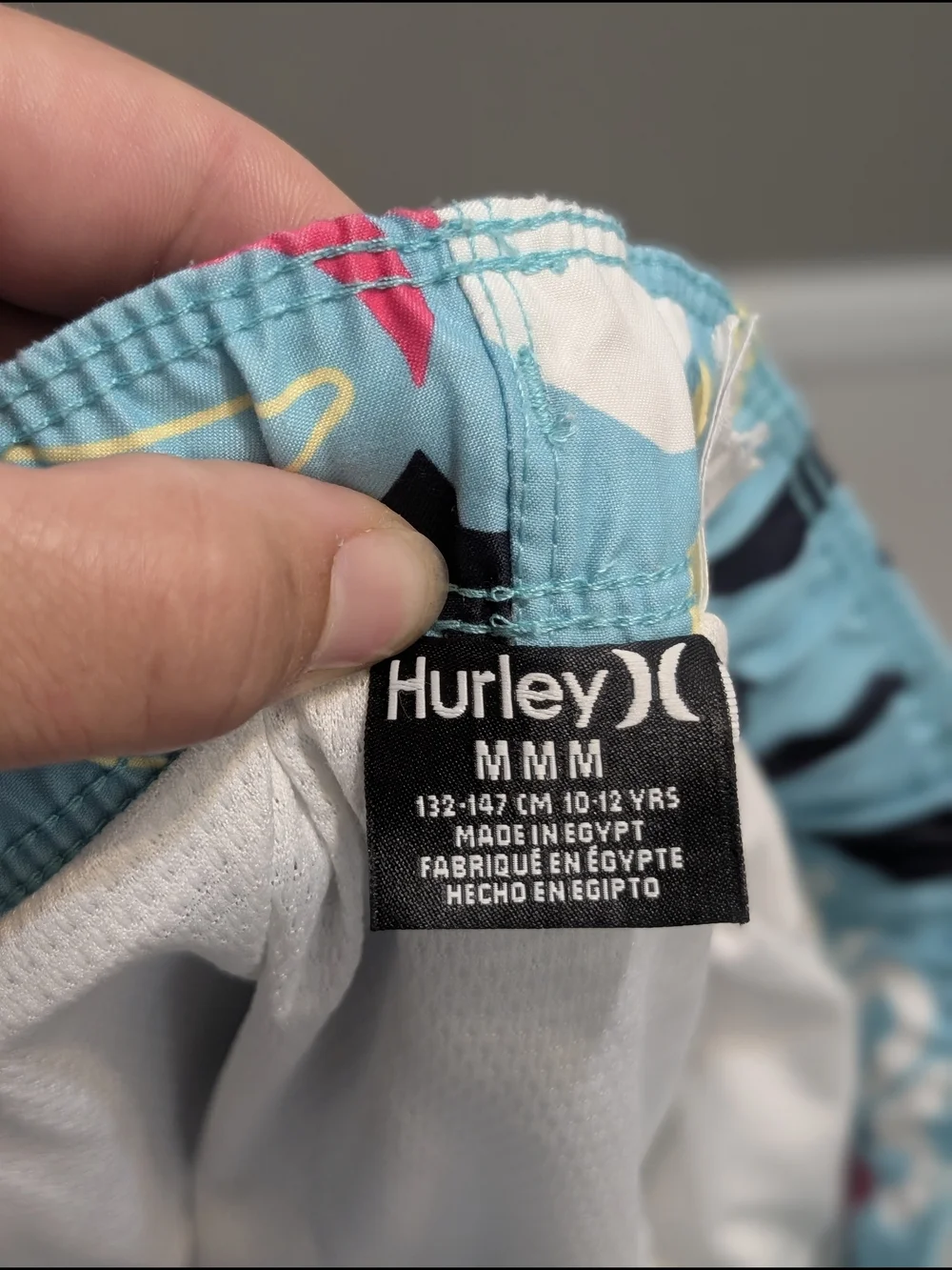Hurley Boy Med. Logo Print Swim Boardshorts Light Blue Black Pink
